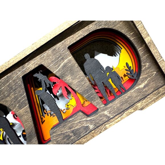 Custom Dad-Themed Wooden Shadow Box With Multilayered Laser-Cut Design‎ - Picture 2 of 4